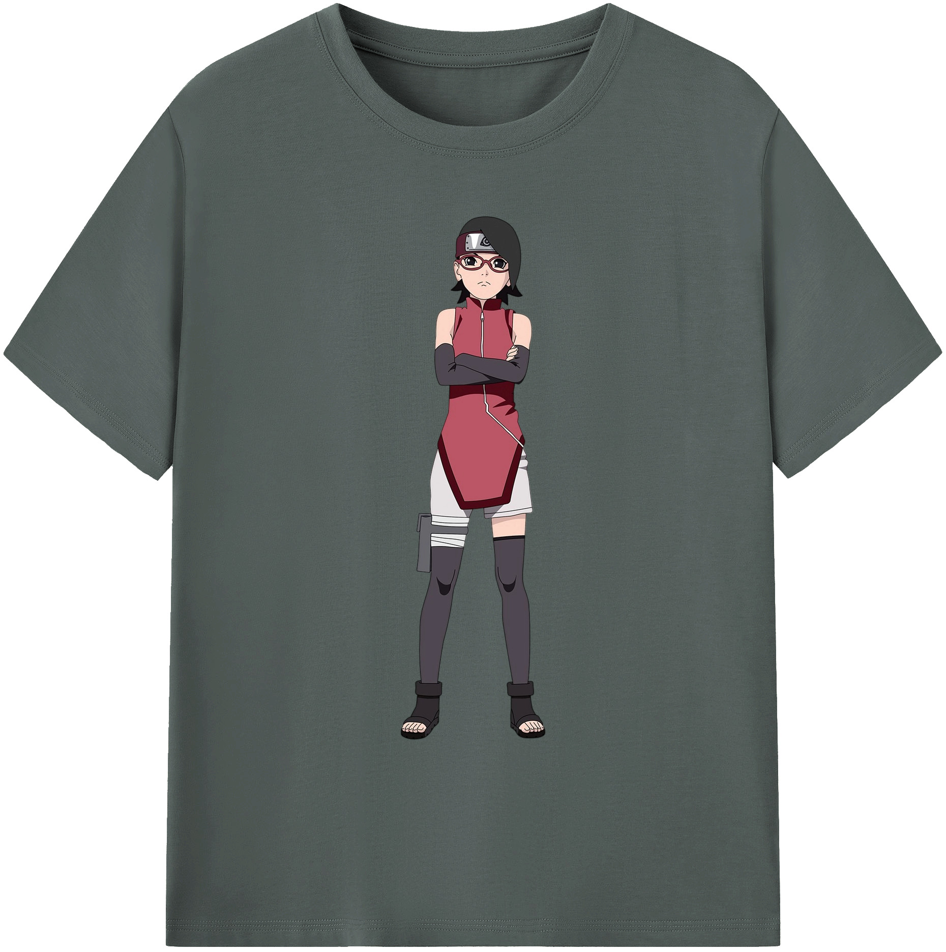 （画像用） NARUTO -ナルト- うちは サラダ Uchiha Sarada 綿100％ メンズ半袖Tシャツ｜肌触りやわらか＆通気性
